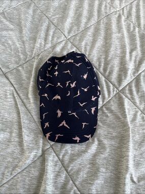 Aldo Navy Cap with Pale Pink Bird Motif